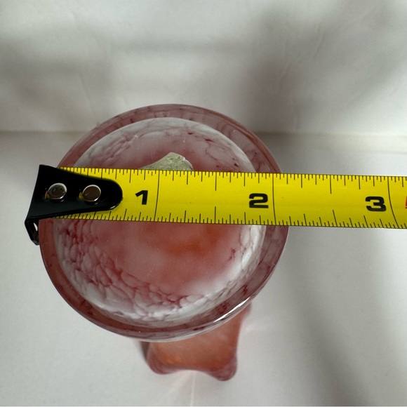 Vintage red and white swirl small vase. Approx. 6.5”H x 2”L. Wavy top design. - Picture 11 of 12